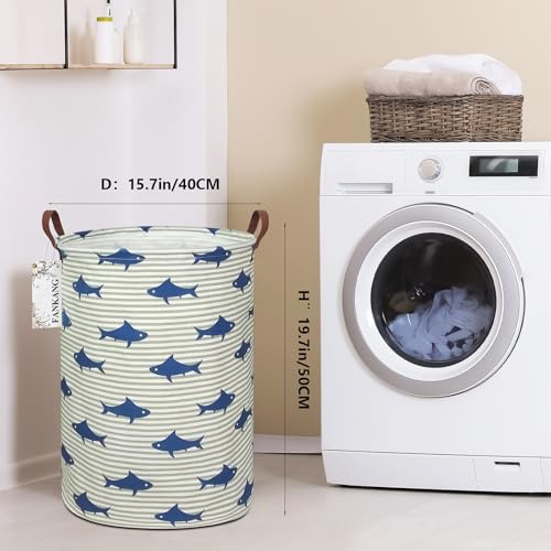 FANKANG Storage Basket, Nursery Hamper Canvas Laundry Basket Foldable with Waterproof PE Coating Large Storage Baskets for Kids Boys and Girls, Office, Bedroom, Clothes,Toys（Shark） - color: Shark