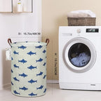 FANKANG Storage Basket, Nursery Hamper Canvas Laundry Basket Foldable with Waterproof PE Coating Large Storage Baskets for Kids Boys and Girls, Office, Bedroom, Clothes,Toys（Shark） - color: Shark