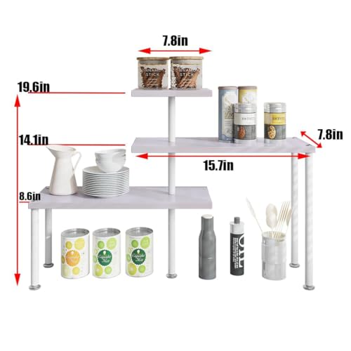 Countertop Organizer Organization 3 Tier Kitchen Corner Shelves Adjustable Spice Storage Rack for Bathroom Coffee Area Over Sink (Light Purple) - color: Light Purple