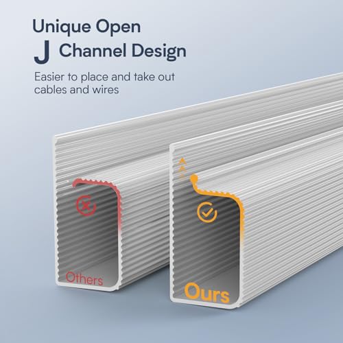 DELAMU 4 Pack Cable Management Under Desk - Office & Home Cable Organizer,J-Channel Cable Management for Clutter-Free Environment,Cable Management Kit,Cord Organizer for Desk,Cord Management,4X15.7in - color: White, size: 62.8in L*2in W*1in H