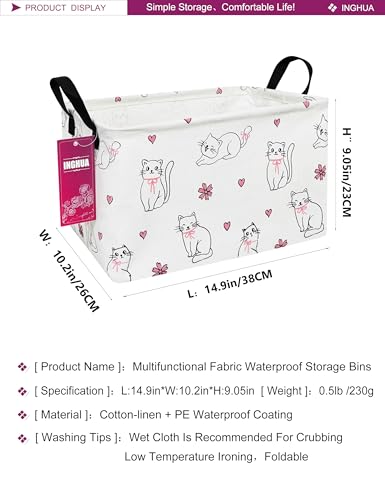 Rectangular Storage Basket Fabric Organizer Bin for Toys,Books,Clothes,Gifts,Pets-Perfect for Home,Office,Nursery,Dorm,Shelf(Rec-Love cat ) - color: Rec-Love cat