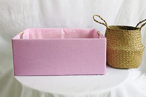 Storage Bin for Shelves Rectangle Closet Baskets Foldable Box with Handles Pink Shelf Baskets Toy Boxes for Home Office Car Dormroom - color: Pink-2pack