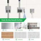 Daily Treasures 6 Pcs Stainless Steel Broom Holder Wall Mount Self Adhesive (with Hook), Adjustable Size Broom and mop Holder, Flexible Freestanding Broom Sticky Back Hooks, Hook Broom Hanger