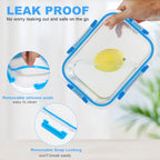 30 Pieces Glass Food Storage Containers, Meal Prep Set with Snap Locking Lids, Airtight lunch Containers, BPA-Free, Microwave, Oven, Freezer & Dishwasher Friendly,Blue - color: Blue