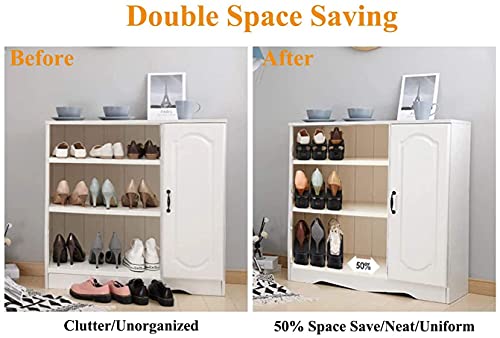 Shoe Slots Organizer, 20 PCS Adjustable Shoe Rack Stacker Storage Space Saver, Double Deck Shoe Rack Holder for Closet Organization, Black - size: 20PCS
