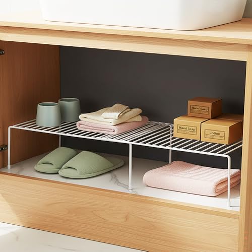 4-Pack Expandable Medium (13.4-25.1x9inch) Kitchen Organizer Rack, Kitchen Shelves for Spice Organization for Cabinet, Pantry Organizers and Storage, Spice Rack, Desk Organizer, White - size: Expandable Medium