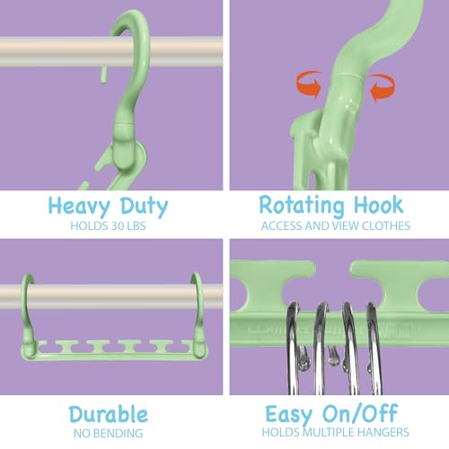 Wonder Hanger Max 10-Pack Space Saving Hangers, Reinforced Hooks Swivels 360°, Cascading Hanger, Teens, College Dorms, Kids & Closet Organizer, Assembled – Pastel Green - color: Green, size: PACK OF 10