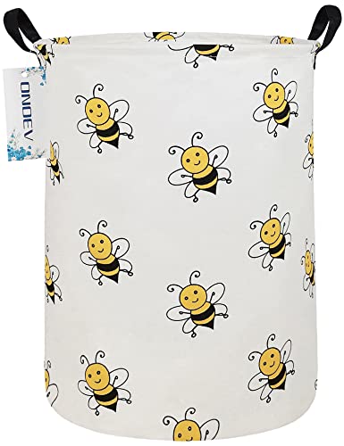 Cute Bee Laundry Basket, Collapsible Laundry Hamper for Girls, Sweet Honey Bee Round Storage Bin, Waterproof Toy Storage for Kids Room, Nursery, Playroom, New Parent Gift (Bee) - color: Round Bee