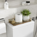 Lixple Toilet Paper Basket Holder, 13" Toilet Tank Tray, Wood and Metal Toilet Tray Vanity Organizer Bathroom Tray, Kitchen Sink Organizer for Soap Dispenser (Brown+Gold) - color: Brown+gold