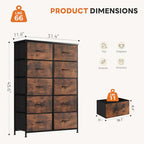 Sweetcrispy 10 Drawer Fabric Dresser Storage Tower with Bins, Tall Chest Organizer for Bedroom Closet Hallway, Steel Frame Wood Top Easy Pull Handles,Black-Brown - color: Black-brown(10 Drawer )