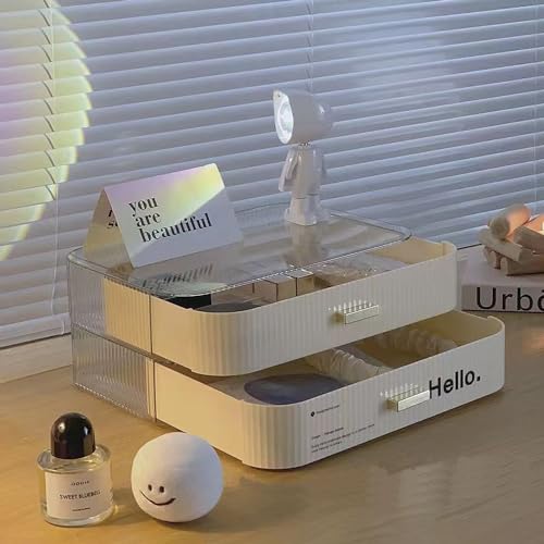 MIUOPUR Stackable Makeup Organizer Drawers, Bathroom Vanity Organizers and Storage, Ideal for Desk and Dresser Countertops, Great for Cosmetics, Skincare, Lipsticks, Nail Care, Cream - color: Cream, size: Drawer Only