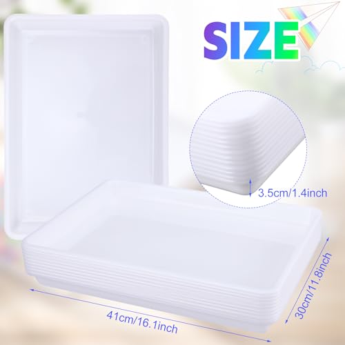 Hoteam 10 Pcs Flat Storage Organizer Tray Bin Paper Tray for Classroom Plastic Stackable File Organizer for School Office Teacher Book Organization(White,16.14 x 11.81 x 1.38 Inch) - color: White, size: 16.14 x 11.81 x 1.38 Inch