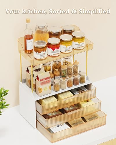 Anylady Bathroom Organizers and Storage, Makeup Organizer (Sturdy Durable Attractive), Ideal for Vanity, Countertop, Counter, Perfume, Skincare, Cabinet, Cosmetic, Dresser Organizer (Gold) - color: Gold