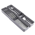 Kitchen Drawer Silverware Organizer, Adjustable Cutlery Organizer, Expandable Utensils Holder, Silverware Dividers Tray, Storage for Flatware, Large Drain Board (Gray,2 Sets)