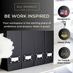 BLU MONACO Foldable Black Magazine File Holder | Set of 6 Cardboard Desk Organizer Boxes | Vertical Magazine File Holder | Standing File Holder | Office Classroom or Home - color: Black