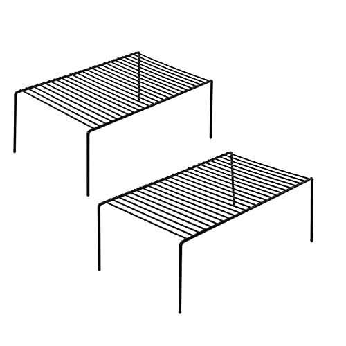 Redrubbit 2 Pack Large (15.7 x 9. 4 Inch) Cabinet Storage Shelf Rack, Rustproof Kitchen Counter and Cabinet Shelf, Storage Rack Organizer for Kitchen, Fridge, Cabinet, Bathroom, Black - color: Black