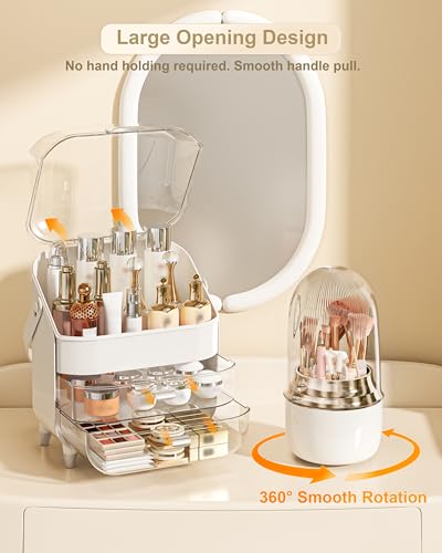 Makeup Organizer Countertop, Skincare Holder Bathroom Counter Organizer, Storage Box Cosmetic Display Cases, Teen Girl Gifts Make up Organizers (Sliver/Brush) - color: Sliver/Brush