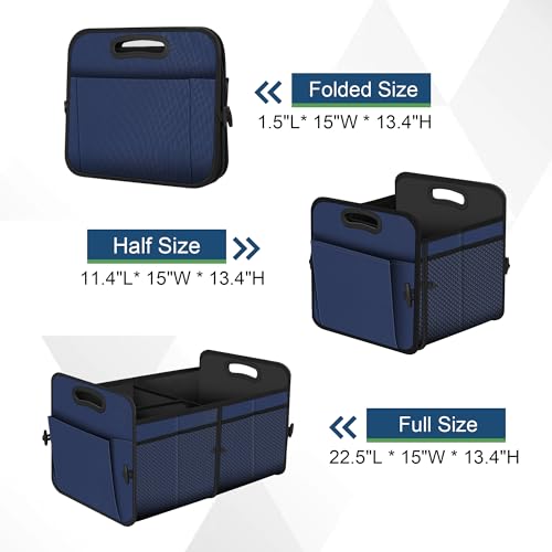Femuar Car Trunk Organizer,Car Storage Organizer with 72L Large Capacity Waterproof Collapsible and 11 Pockets,Trunk Organizer for Car Suv/Jeep/Sedan, Large Size,Blue - color: Blue, size: Large