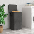 Lifewit Single Laundry Hamper with Lid and Removable Laundry Bags, Large Collapsible 1 Dividers Dirty Clothes Basket with Handles for Bedroom Laundry Room Closet Bathroom College, 100L Black - color: Black, size: 100L