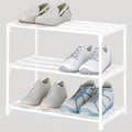 3-Tier Small Shoe Rack, Metal Stackable Kids Shoe Shelf Storage Zapateras Organizer,Narrow Shoe Rack Sturdy for Closet Hallway Entryway Living Room Bedroom (White) - size: 3-White