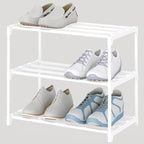 3-Tier Small Shoe Rack, Metal Stackable Kids Shoe Shelf Storage Zapateras Organizer,Narrow Shoe Rack Sturdy for Closet Hallway Entryway Living Room Bedroom (White) - size: 3-White