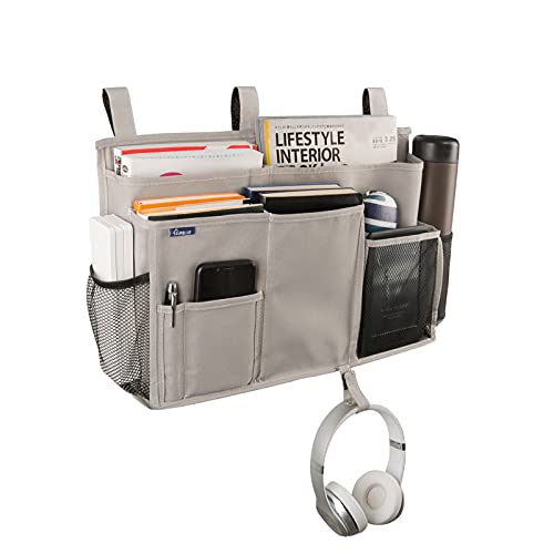 Surblue Bedside Caddy Hanging Bed Organizer Storage Bag Pocket for Bunk and Hospital Beds, College Dorm Rooms Baby Bed Rails,Camp (8 Pockets),Gray - color: A-Grey, size: Large