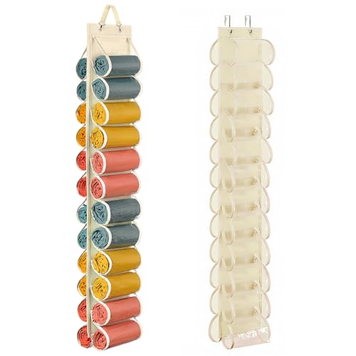 Lirex Scarf Storage Organizer with 24 Pockets, Yoga Legging Storage Organizer for Family Closet Bedroom, Cream White - color: Cream White