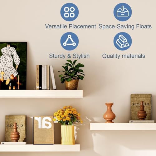 Floating Shelves, White Wooden Set of 3 Wall Mounted Bathroom Shelves Over Toilet, Modern Small Hanging Shelves for Bedroom Living Room Kitchen Home Decor Storage, 12" x 7" x 1.5" - color: White, size: 12"(set of 3)