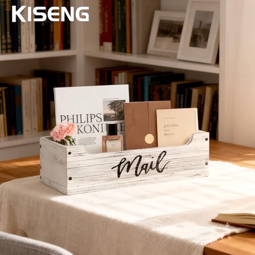 White Wooden Mail Organizer Countertop (Retro White+Black) - color: Retro White+Black