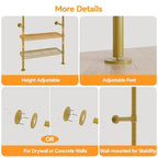 Higeego W5 Adjustable Clothing Rack, Wall Mounted Closet System Expandable Clothes Rack Adjustable Shelves, Heavy Duty Pipe Wardrobe for Walk-in/Reach-in Closet, 9-12 ft Wide 1300LBS Load, Gold - color: Gold