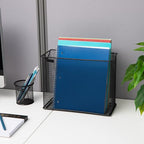 Mind Reader Vertical File Storage, Desktop Organizer, Hanging Files, Office, Metal Mesh, 12.25"L x 5.5"W x 10"H, Black - size: 12.25 x 5.5 x 10