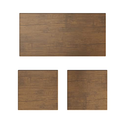 Set of 3 Living Room Tables - Metal Basket Storage with Removable Lids - 2 Small Side and 1 Large Accent Table by Lavish Home (Brown/Black) - color: Brown Square 3