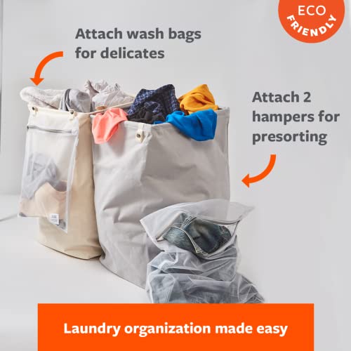 Full Circle Loads of Fun Collapsible Laundry Bag – Pop-Up Laundry Basket for Dirty Clothes & Towels– Organic Cotton with Long Handles - Ideal for Travel & Collapsing - Perfect for Bedroom or Dorm - color: Natural