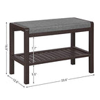SONGMICS Shoe Rack Bench with Cushion Upholstered Padded Seat, Storage Shelf, Shoe Organizer, Holds Up to 350 lb, Ideal for Entryway Bedroom Living Room Hallway Garage Mud Room Gray and Brown ULBS65C - color: Gray + Brown