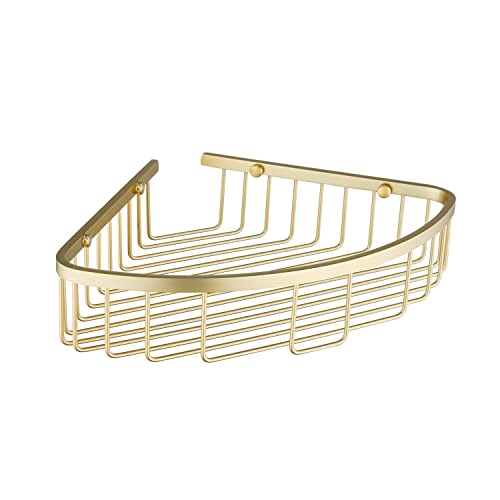 Bathroom Shower Caddy Corner Shelf Basket, Corner-Hollow Design, Ultra Sturdy Rust-Proof Stainless Steel Shelf Organizer Shampoo Holder, Wall Mounted Storage Rack for Bathroom, Brushed Gold - color: Gold, size: Hollow Corner (1 Pack)