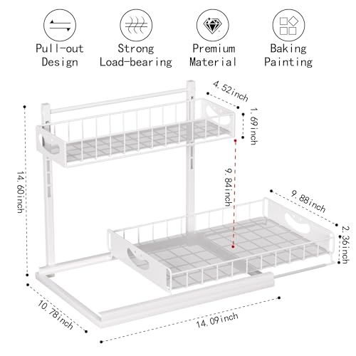 Under Sink Organizer with Pull-Out Drawers,Kitchen Sink Organizer,2 Tier Bathroom Organizers And Storage,Bathroom Accessories Set,White 2 Pack - color: White, size: A 2 Pack