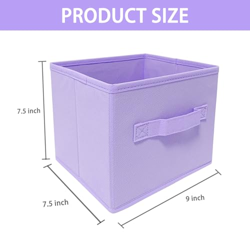 EBIGIC Purple Storage Bins [3 Pack] 9.0"x7.5"x7.5",Mini Storage Box Fabirc Foldable Closet Toy Organizer Collapsible Cloth - color: Purple 3Pack, size: 9”x 7.5”x 7.5”