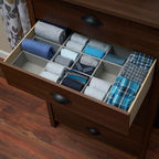 Household Essentials Grey 725-1 Deep Drawer Organizer Box for Storage | 12 in x 4 in x 3.13, Silver