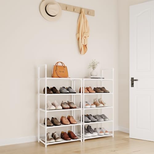 10-Tier Tall Shoe Rack for Closet, Entryway, Adjustable Sturdy Durable Shoe Shelf,Narrow Shoe Stand Organizer (18" W×10" D×72.8" H,White) - size: 10-Tier-White(18" W×10" D×72.8" H)