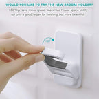 2 Pack Mop Broom Holder for Bathroom Kitchen Office (White)