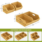 Bamboo Pantry Storage Bins for Vegetables, Potato and Onion Storage Bin for Pantry, Produce Bins for Kitchen Counter