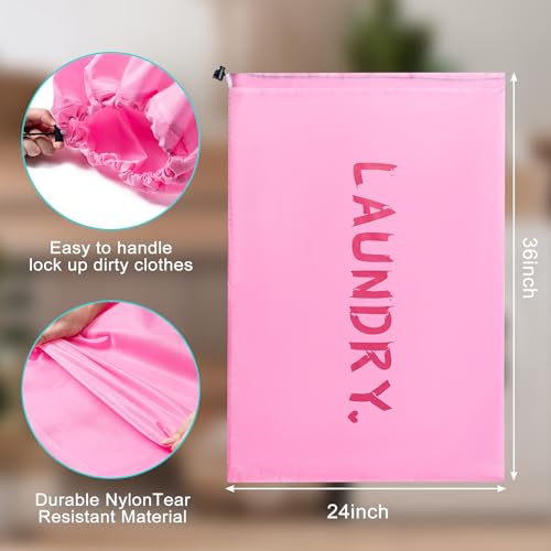 2 Pack XL Travel Laundry Bag, Machine Washable Dirty Clothes Organizer with Drawstring,Large Enough to Hold 4 Loads of Laundry, Easy Fit a Laundry Hamper or Basket Travel Essentials 24" x 36" - color: Beige+Light blue, size: 24"x36" |2 Pack