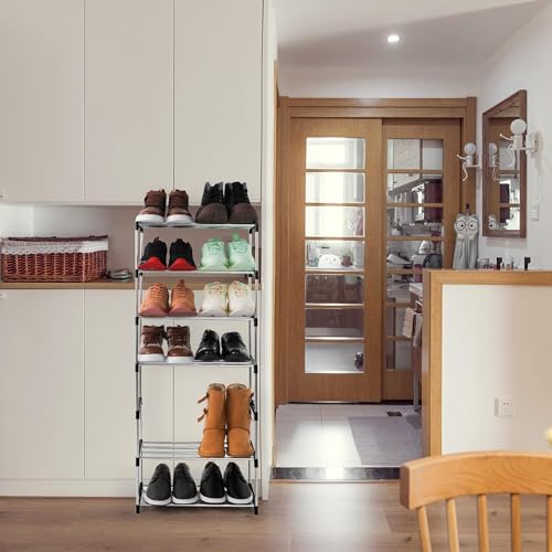 4-Tier Stackable Small Shoe Rack, Lightweight Shoe Shelf Storage Organizer for Entryway, Hallway and Closet(Black) - color: Black, size: 4-Tier