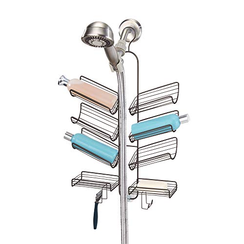 iDesign Verona Metal Hanging Bathroom Caddy for Handheld Shower Hose, Extra Space for Shampoo, Conditioner, Soap, Razors, Loofahs, Towels, 25" x 14" x 4", Bronze - color: Bronze