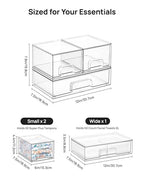 Vtopmart Stackable Storage Drawers Set of 3,Clear Plastic Organizer Bins for Makeup, Cosmetics, Beauty Supplies,Ideal for Vanity, Bathroom,Cabinet,Pantry Organization - style: 2 Small+1 Wide
