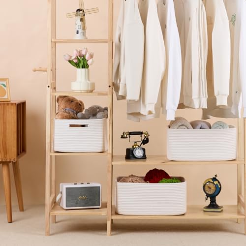 MiniArk Large Storage Baskets for Shelves, Closet Organizers Bins for Clothes Blanket Towels, Baby Nursery, Toy Baskets Box, Woven Rope Baskets, 17 x 13 x 7.5”, 2 Packs Off White - color: Off White, size: 2pcs-L17×W13×H7.5"