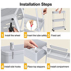 SPACELEAD Slim Storage Cart 4 Tier,Bathroom Organizer Rolling Utility,Mobile Shelving Unit Slide Out for Office, Kitchen, Laundry Room & Narrow Places,Gray - color: Grey