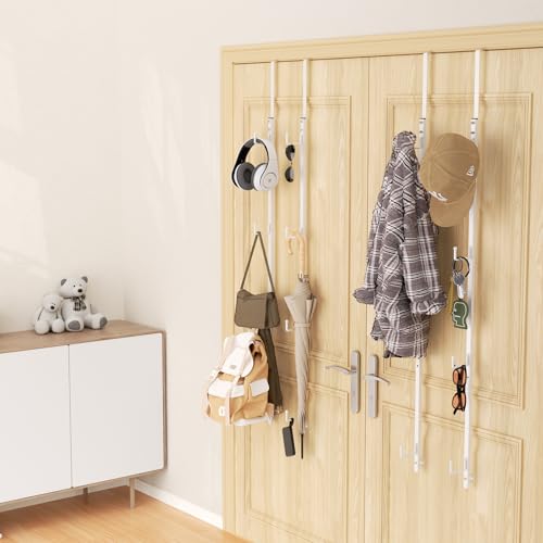 HapiRm Over Door Hat Rack - 4 Packs Metal Hanging Hat Organizer with 16 Hooks Design, Baseball Cap Hanger Organizer Storage Holds up to 80 Caps for Door, Bedroom, Closet(White) - color: White, size: 4 Pack