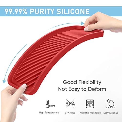 EG-SIPRO Kitchen Sink Organizer Tray,Sponge Holder for Kitchen Sink Bathroom Counter Tray Sponge Caddy Silicone Soap Holder for Soap dispenser, Bottle, Dishwashing Accessories(2-pack) - color: Rere, size: 9×3.7inch