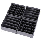 DIOMMELL 4 Pack Foldable Cloth Storage Box Closet Dresser Drawer Organizer Fabric Baskets Bins Containers Divider for Clothes Underwear Bras Socks Lingerie Clothing, Dark Grey 22-0000 - color: Dark Grey